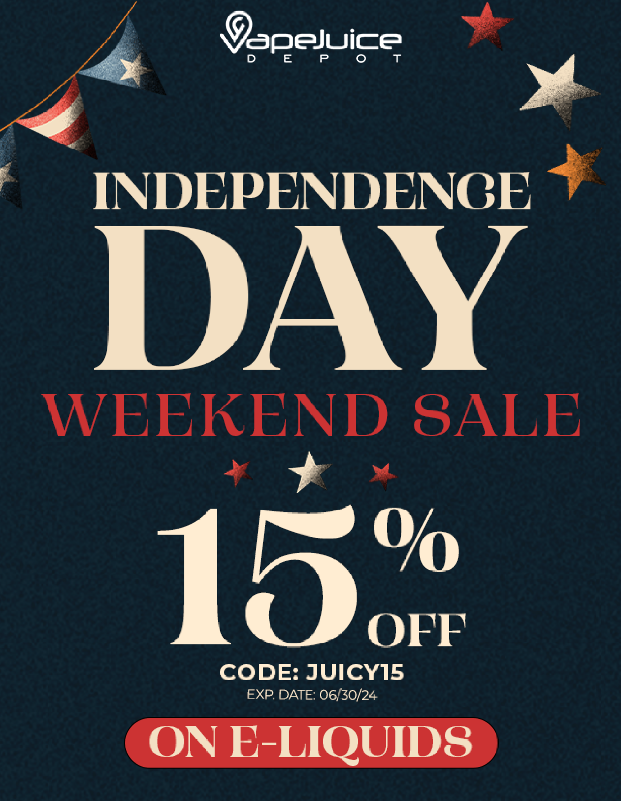 Independence Day Weekend Sale! 15% Off on eLiquids!