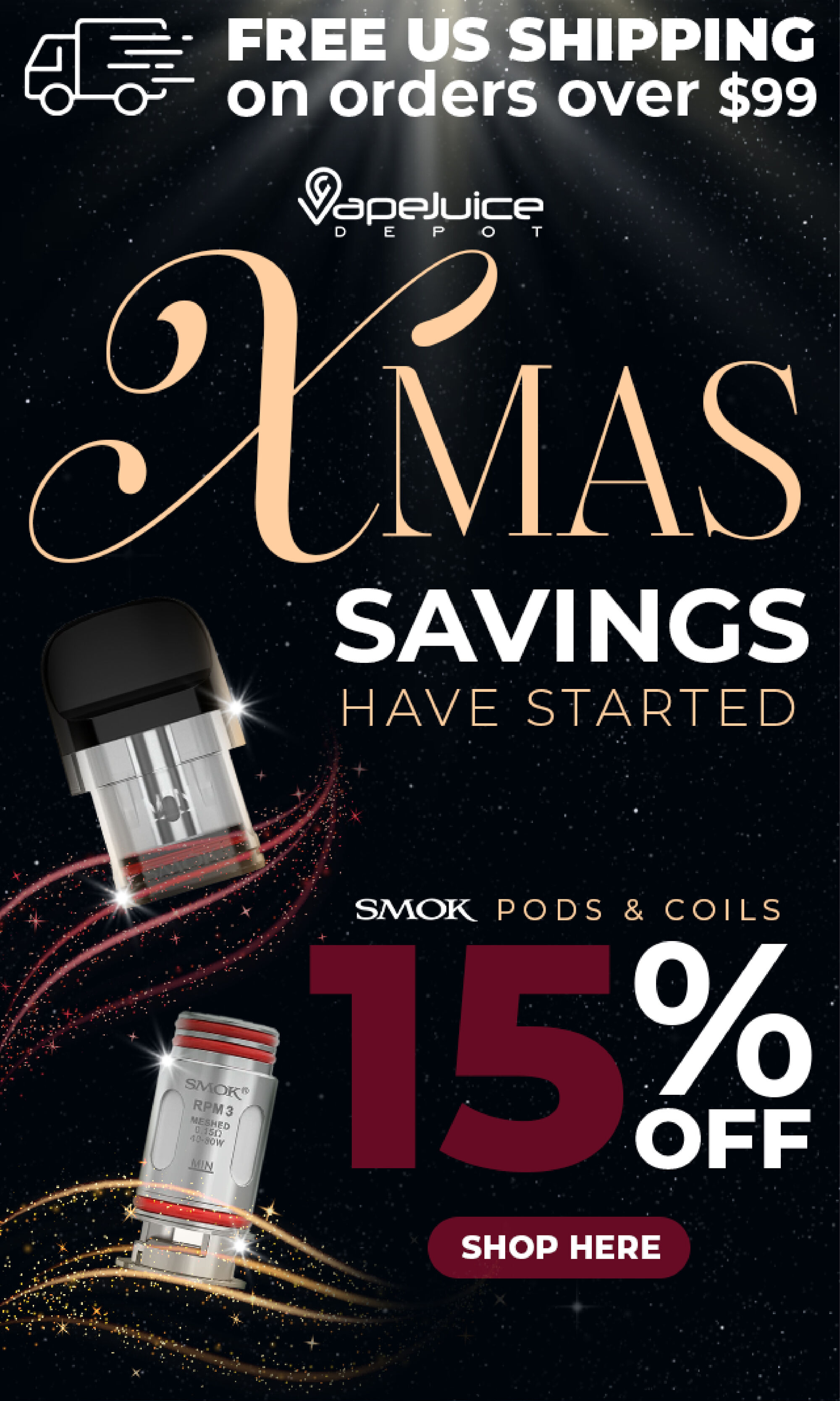 Xmas Savings Have Started! 15% Off Smok Pods and Coils